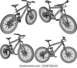 Projeto de silhueta do desenho do vetor da bicicleta do esporte da corrida do veículo do transporte para o exercício do ciclismo 