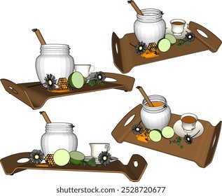 Vector sketch illustration silhouette design of traditional ethnic spice health drink potion