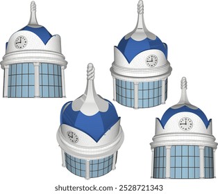 Vetor esboço ilustração silhueta projeto de antigo edifício colonial cúpula do telhado clássico vintage 