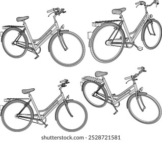 Vector sketch illustration silhouette design of old classic vintage bicycle transportation vehicle