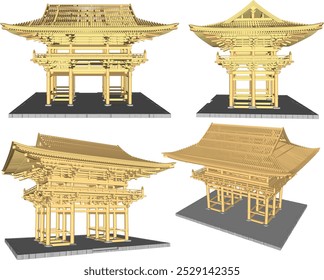 Vetor esboço ilustração silhueta projeto de clássico vintage tradicional chinês tradicional chinês sagrado templo edifício
