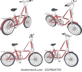 Vector sketch illustration silhouette design of child folding bicycle transportation vehicle for leisure cycling