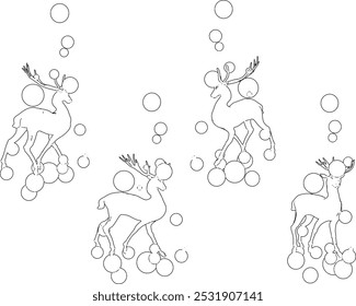 Vetor esboço ilustração silhueta projeto imagem de animal guarda-roupa decoração veado com bola voadora