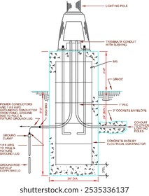 Vector boceto ilustración silueta diseño dibujo técnico detalle lámpara base para alumbrado público