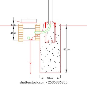 Vector boceto ilustración silueta diseño dibujo técnico detalle lámpara base para alumbrado público