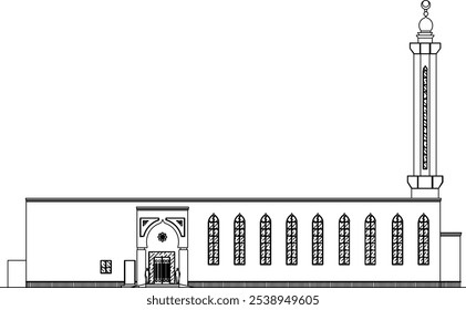 Vector sketch illustration silhouette design architectural drawing exterior modern mosque foyer desert