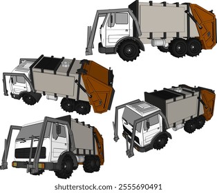 Vector sketch illustration of silhouette design of garbage truck transportation for transporting garbage to landfill