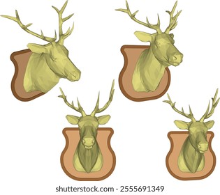 Vector sketch illustration of silhouette design of deer head animal wall decoration with long antlers