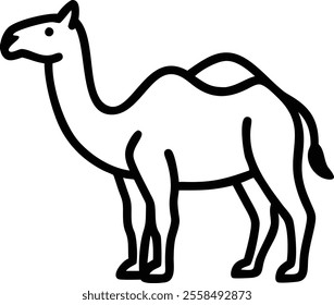 Vector sketch illustration silhouette design drawing of desert animal camel.