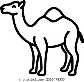 Vector sketch illustration silhouette design drawing of desert animal camel.