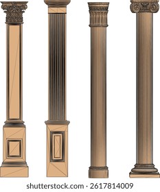 vector sketch illustration silhouette design pillar column building classic vintage ethnic roman greek