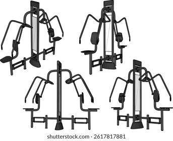 vector sketch illustration silhouette design of fitness machine sport fitness in gym center 