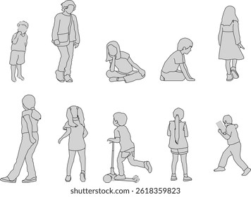 vetor esboço ilustração silhueta design imagem de uma criança jogando