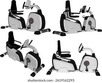 vector sketch illustration silhouette design fitness machine sport fitness Static Bicycle in gym center
