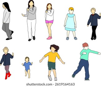 vector sketch illustration silhouette design image of a child playing