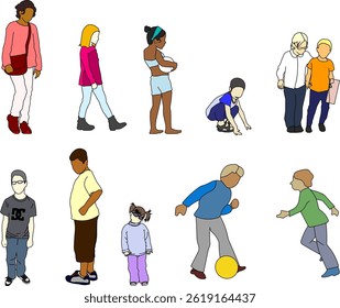 vector sketch illustration silhouette design image of a child playing