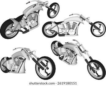 vector sketch illustration silhouette design of a large cc chopper motorcycle