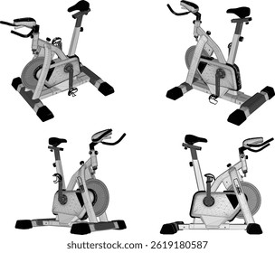 vector sketch illustration silhouette design fitness machine sport fitness Static Bicycle in gym center