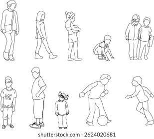 vector sketch illustration silhouette design image of a child playing