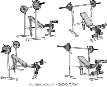vector sketch illustration silhouette design of fitness machine sport fitness in gym center