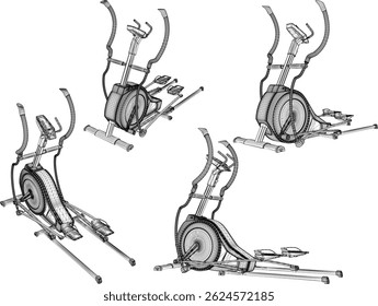 vector sketch illustration silhouette design of fitness machine sport fitness in gym center