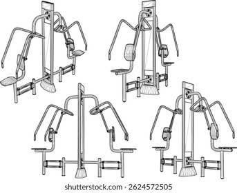vector sketch illustration silhouette design of fitness machine sport fitness in gym center