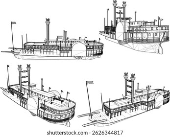 vector sketch illustration silhouette design of cruise ferry ship for world travel