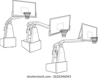 vetor esboço ilustração silhueta projeto de basquete aro para esporte 
