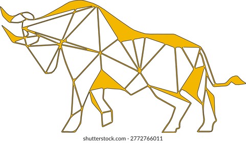Vector sketch illustration silhouette design decoration ornament polyline decoration angry bull with horns modern minimalist