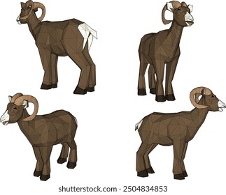 Vector sketch illustration silhouette drawing design detail of cute sheep animal with curved horns