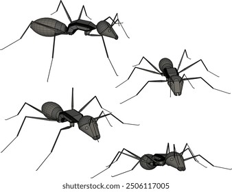 Vector sketch illustration silhouette drawing design detail animal insect ant walking looking for food