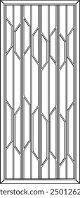 Vector sketch illustration of silhouette image of detailed design of interior wardrobe partition
