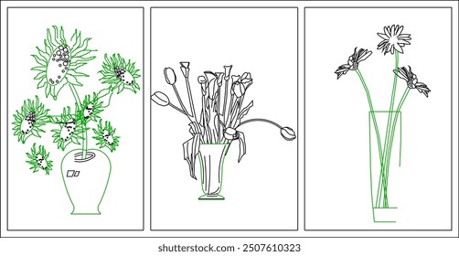 Vector sketch illustration of silhouette of unique ornamental plant interior design for room decoration and garden landscape