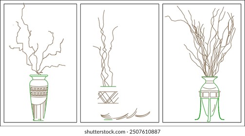 Vector sketch illustration of silhouette of unique ornamental plant interior design for room and garden decoration