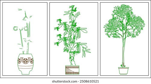Vector sketch illustration of silhouette of unique decorative plant interior design for room decoration