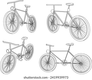 Vector sketch illustration of simple bicycle design with pedals