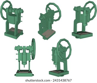 Vector sketch illustration of sitting drilling machine design