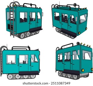 Vector sketch illustration of a ski car vehicle design for driving in the snow