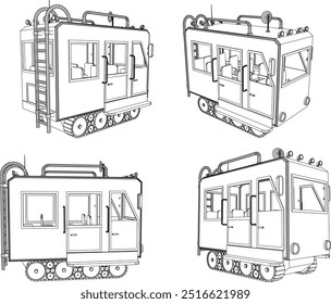 Vector sketch illustration of a ski car vehicle design for driving in the snow