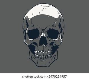 Vector sketch illustration of the skull with bones