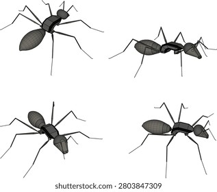 Vector sketch illustration of a small insect animal design of an ant with sharp pincers and long antennae