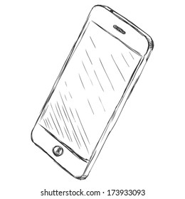 Vector sketch illustration - smartphone with touchscreen display