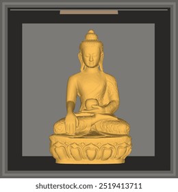 Ilustración del bosquejo del Vector de un diseño sonriente del ornamento de Buda lleno de la sabiduría que se sienta llevando un envase de la limosna