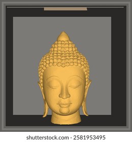 Vector sketch illustration of a smiling buddha head ornament design full of wisdom