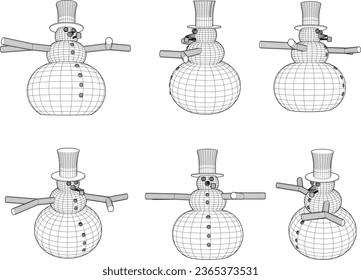 Vector sketch illustration of snowman design for Christmas decoration accessories