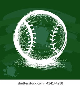 vector sketch illustration of Softball, Baseball  on green board 