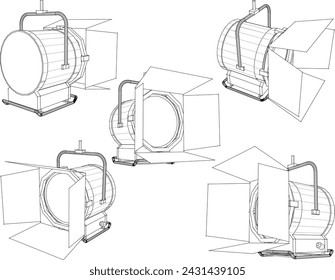 Vector sketch illustration of spotlight design for concert stage performance