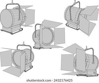 Ilustración de boceto vectorial de diseño de foco para actuación de escenario de concierto 