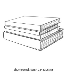 Vector Sketch Illustration - Stack of Books