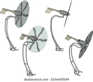 Ilustración de boceto de Vector de un diseño de ventilador de pie que está girando rápidamente 